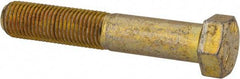 Made in USA - 7/16-20 UNF, 2-1/2" Length Under Head Hex Head Cap Screw - Partially Threaded, Grade 8 Alloy Steel, Zinc Yellow Dichromate Finish, 5/8" Hex - Americas Industrial Supply