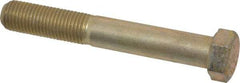 Made in USA - 7/16-20 UNF, 3" Length Under Head Hex Head Cap Screw - Partially Threaded, Grade 8 Alloy Steel, Zinc Yellow Dichromate Finish, 5/8" Hex - Americas Industrial Supply