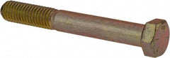 Made in USA - 1/2-13 UNC, 3-3/4" Length Under Head Hex Head Cap Screw - Partially Threaded, Grade 8 Alloy Steel, Zinc Yellow Dichromate Finish, 3/4" Hex - Americas Industrial Supply