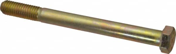 Made in USA - 1/2-13 UNC, 5-1/2" Length Under Head Hex Head Cap Screw - Partially Threaded, Grade 8 Alloy Steel, Zinc Yellow Dichromate Finish, 3/4" Hex - Americas Industrial Supply