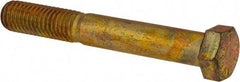 Made in USA - 9/16-12 UNC, 4" Length Under Head Hex Head Cap Screw - Partially Threaded, Grade 8 Alloy Steel, Zinc Yellow Dichromate Finish, 13/16" Hex - Americas Industrial Supply