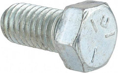 Made in USA - 7/16-14 UNC, 7/8" Length Under Head Hex Head Cap Screw - Fully Threaded, Grade 5 Steel, Zinc-Plated Finish, 5/8" Hex - Americas Industrial Supply