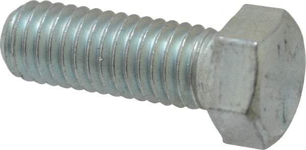 Made in USA - 7/16-14 UNC, 1-1/4" Length Under Head Hex Head Cap Screw - Fully Threaded, Grade 5 Steel, Zinc-Plated Finish, 5/8" Hex - Americas Industrial Supply