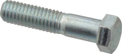 Made in USA - 7/16-14 UNC, 2" Length Under Head Hex Head Cap Screw - Partially Threaded, Grade 5 Steel, Zinc-Plated Finish, 5/8" Hex - Americas Industrial Supply