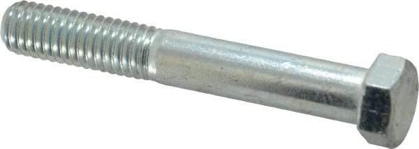 Made in USA - 7/16-14 UNC, 3" Length Under Head Hex Head Cap Screw - Partially Threaded, Grade 5 Steel, Zinc-Plated Finish, 5/8" Hex - Americas Industrial Supply