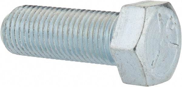 Made in USA - 7/16-20 UNF, 1-1/4" Length Under Head Hex Head Cap Screw - Fully Threaded, Grade 5 Steel, Zinc-Plated Finish, 5/8" Hex - Americas Industrial Supply