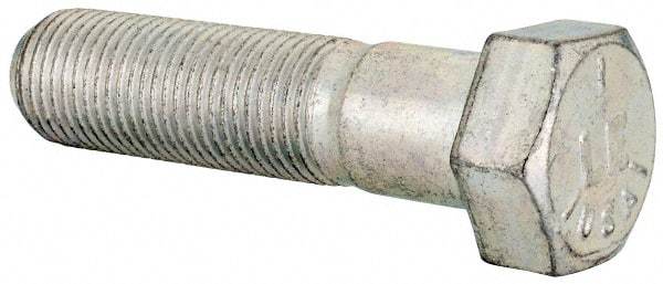 Made in USA - 9/16-18 UNF, 2-1/4" Length Under Head Hex Head Cap Screw - Partially Threaded, Grade 5 Steel, Zinc-Plated Finish, 13/16" Hex - Americas Industrial Supply