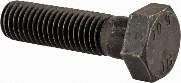 Value Collection - M12x1.75mm Metric Coarse, 45mm Length Under Head Hex Head Cap Screw - Partially Threaded, Grade 10.9 Steel, Black Oxide Finish, 19mm Hex - Americas Industrial Supply