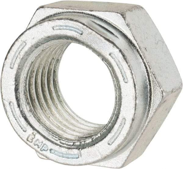 Value Collection - 1-1/8 - 7 UNC Grade C Hex Lock Nut with Distorted Thread - 1-11/16" Width Across Flats, 1" High, Cadmium Clear-Plated Finish - Americas Industrial Supply