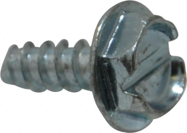 Value Collection - #6 Hex Washer Head Slotted Sheet Metal Screw - Steel, 3/8" Length Under Head, Grade 2 - Americas Industrial Supply