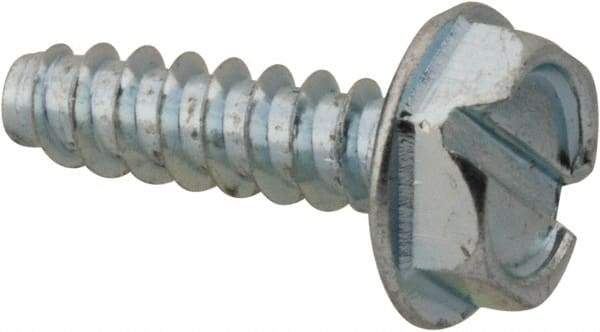 Value Collection - #6 Hex Washer Head Slotted Sheet Metal Screw - Steel, 1/2" Length Under Head, Grade 2 - Americas Industrial Supply