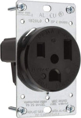 Leviton - 250 VAC, 50 Amp, 6-50P NEMA Configuration, Black, Industrial Grade, Self Grounding Single Receptacle - 1 Phase, 2 Poles, 3 Wire, Flush Mount, Tamper Resistant - Americas Industrial Supply