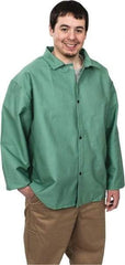 Steel Grip - Size 2XL Welding & Flame Resistant/Retardant Jacket - Green, Cotton, Snaps Closure, 52 to 54" Chest - Americas Industrial Supply