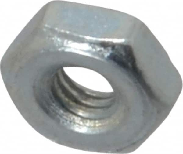 Value Collection - #4-48 UN Steel Right Hand Machine Screw Hex Nut - 1/4" Across Flats, 0.098" High, Zinc-Plated Finish, 2B Class of Fit - Americas Industrial Supply