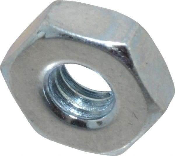 Value Collection - #8-36 UN Steel Right Hand Machine Screw Hex Nut - 11/32" Across Flats, 1/8" High, Zinc-Plated Finish, 2B Class of Fit - Americas Industrial Supply