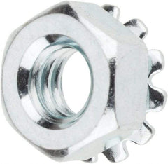 Value Collection - 1/4-20, Zinc Plated, Steel Hex Nut with External Tooth Washer - 1/2" Washer Diam, 7/16" Width Across Flats - Americas Industrial Supply