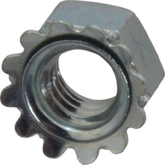 Value Collection - 5/16-18, Zinc Plated, Steel Hex Nut with External Tooth Washer - 19/32" Washer Diam, 1/2" Width Across Flats - Americas Industrial Supply