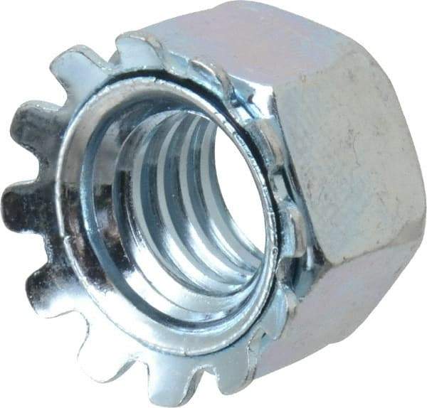 Value Collection - 3/8-16, Zinc Plated, Steel Hex Nut with External Tooth Washer - 57/64" Washer Diam, 9/16" Width Across Flats - Americas Industrial Supply