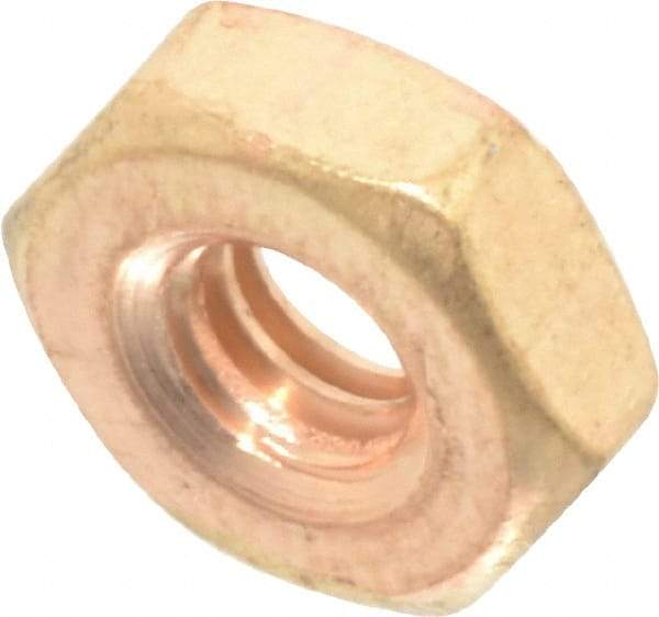 Value Collection - #8-32 UNC Silicon Bronze Right Hand Machine Screw Hex Nut - 11/32" Across Flats, 1/8" High, Uncoated - Americas Industrial Supply