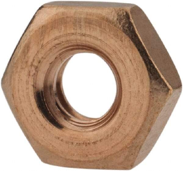 Value Collection - #10-24 UNC Silicon Bronze Right Hand Machine Screw Hex Nut - 3/8" Across Flats, 1/8" High, Uncoated - Americas Industrial Supply