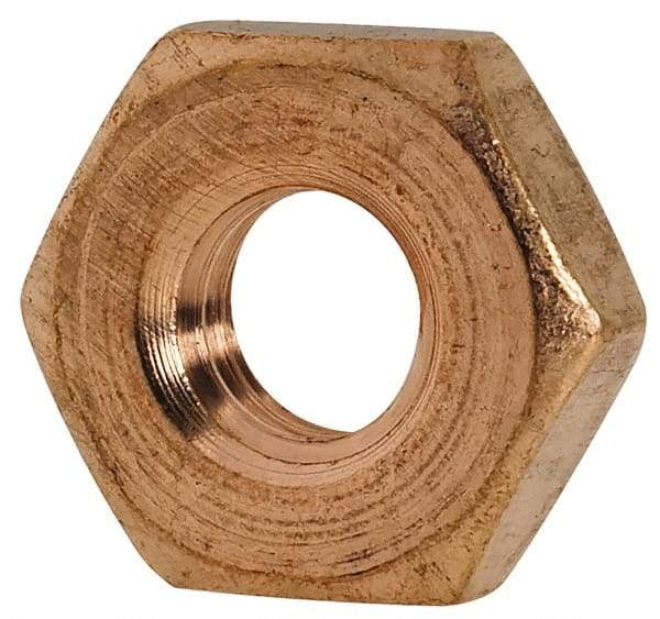 Value Collection - #10-32 UNF Silicon Bronze Right Hand Machine Screw Hex Nut - 3/8" Across Flats, 1/8" High, Uncoated - Americas Industrial Supply