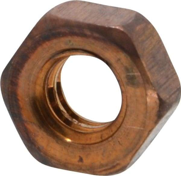 Value Collection - 1/4-20 UN Silicon Bronze Right Hand Machine Screw Hex Nut - 7/16" Across Flats, 3/16" High, Uncoated - Americas Industrial Supply