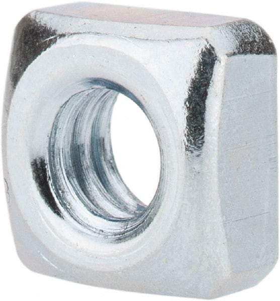 Value Collection - 1/4-20 Steel Square Nut - Zinc Plated, 7/16" Square Width x 7/32" Overall Height - Americas Industrial Supply