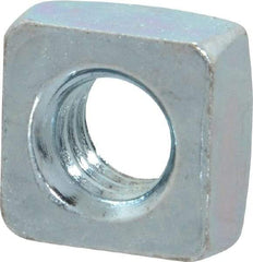 Value Collection - 3/8-16 Steel Square Nut - Zinc Plated, 5/8" Square Width x 21/64" Overall Height - Americas Industrial Supply