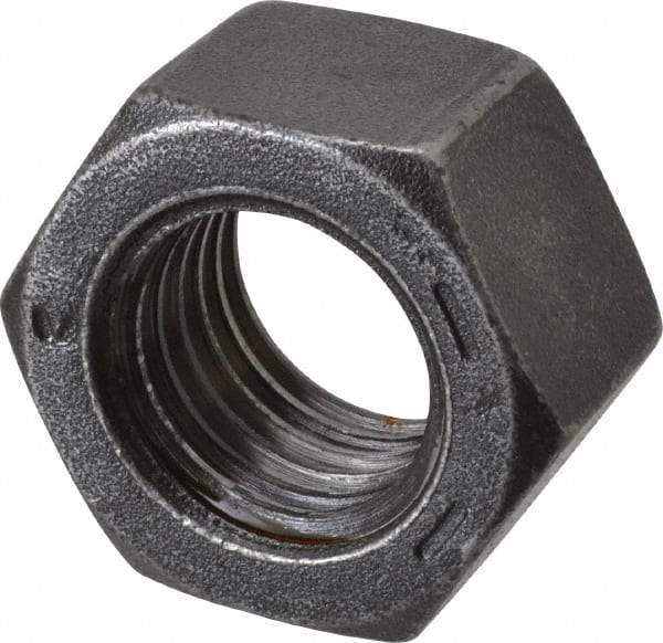 Value Collection - 1-8 UNC Steel Right Hand Hex Nut - 1-1/2" Across Flats, 55/64" High, Black Oxide Finish - Americas Industrial Supply