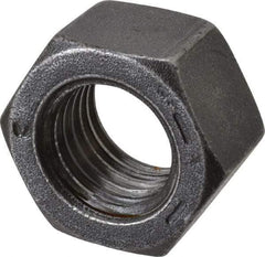 Value Collection - 1-8 UNC Steel Right Hand Hex Nut - 1-1/2" Across Flats, 55/64" High, Black Oxide Finish - Americas Industrial Supply