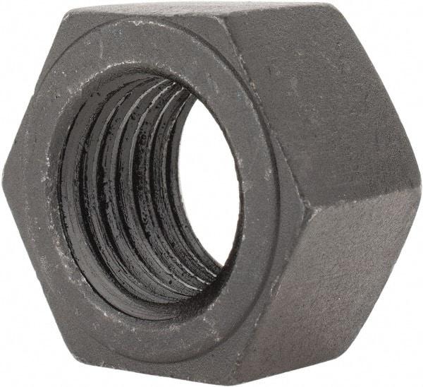 Value Collection - 1-1/2 - 6 UNC Steel Right Hand Hex Nut - 2-1/4" Across Flats, 1-9/32" High, Black Oxide Finish - Americas Industrial Supply