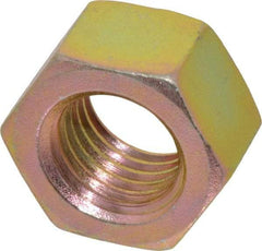 Value Collection - 1-8 UNC Steel Right Hand Hex Nut - 1-1/2" Across Flats, 55/64" High, Zinc Yellow Dichromate Finish - Americas Industrial Supply