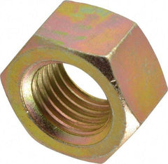 Value Collection - 1-1/4 - 7 UNC Steel Right Hand Hex Nut - 1-7/8" Across Flats, 1-1/16" High, Zinc Yellow Dichromate Finish - Americas Industrial Supply