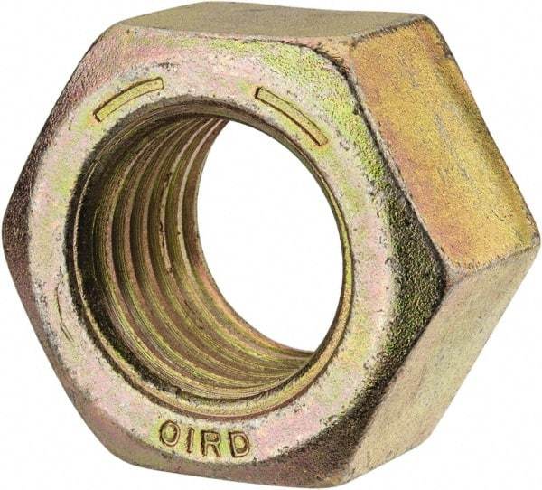 Value Collection - 1-3/8 - 6 UNC Steel Right Hand Hex Nut - 2-1/16" Across Flats, 1-11/64" High, Zinc Yellow Dichromate Finish - Americas Industrial Supply