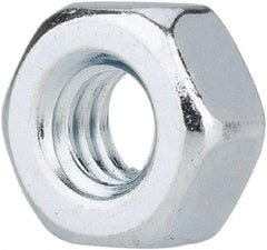 Value Collection - 1/4-20 UNC Steel Right Hand Hex Nut - 7/16" Across Flats, 7/32" High, Zinc-Plated Finish - Americas Industrial Supply