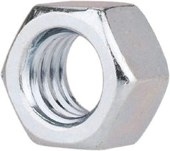 Value Collection - 3/8-16 UNC Steel Right Hand Hex Nut - 9/16" Across Flats, 21/64" High, Zinc-Plated Finish - Americas Industrial Supply