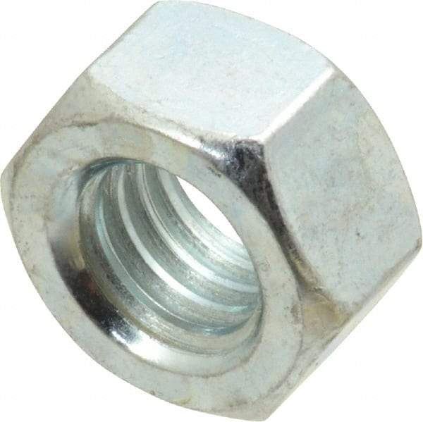 Value Collection - 7/16-14 UNC Steel Right Hand Hex Nut - 11/64" Across Flats, 3/8" High, Zinc-Plated Finish - Americas Industrial Supply