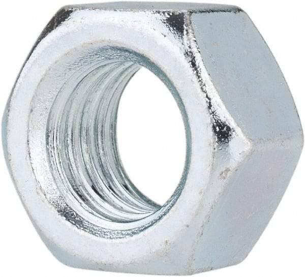 Value Collection - 1/2-13 UNC Steel Right Hand Hex Nut - 3/4" Across Flats, 7/16" High, Zinc-Plated Finish - Americas Industrial Supply