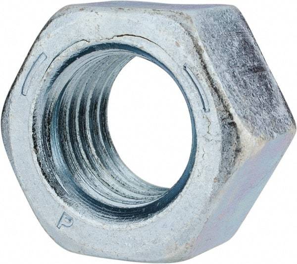 Value Collection - 1-1/8 - 7 UNC Steel Right Hand Hex Nut - 1-11/16" Across Flats, 31/32" High, Zinc-Plated Finish - Americas Industrial Supply