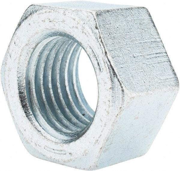 Value Collection - 1-1/4 - 7 UNC Steel Right Hand Hex Nut - 1-7/8" Across Flats, 1-1/16" High, Zinc-Plated Finish - Americas Industrial Supply