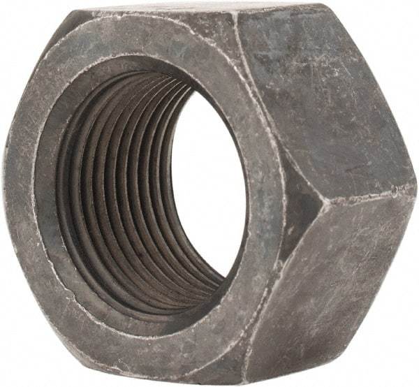 Value Collection - 1-14 UNS Steel Right Hand Hex Nut - 1-1/2" Across Flats, 55/64" High, Black Oxide Finish - Americas Industrial Supply