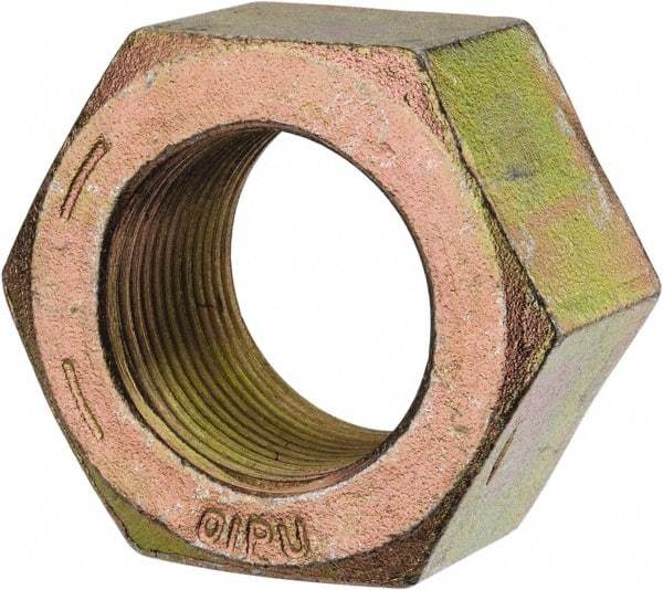 Value Collection - 1-3/8 - 12 UN Steel Right Hand Hex Nut - 2-1/16" Across Flats, 1-11/64" High, Zinc Yellow Dichromate Finish - Americas Industrial Supply