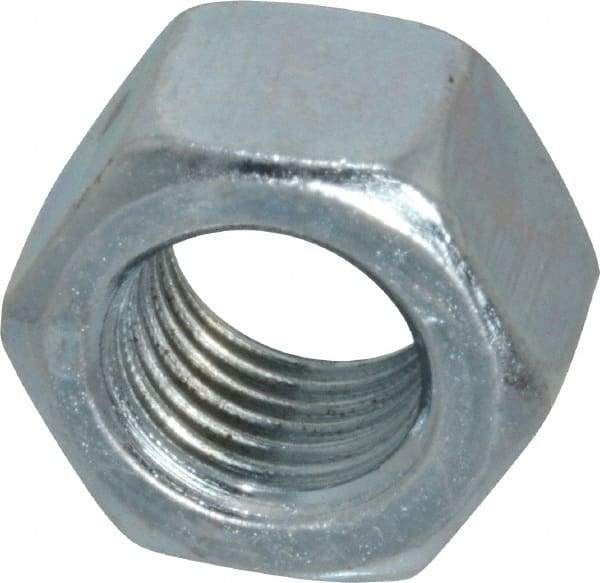 Value Collection - 3/8-24 UN Steel Right Hand Hex Nut - 9/16" Across Flats, 21/64" High, Zinc-Plated Finish - Americas Industrial Supply