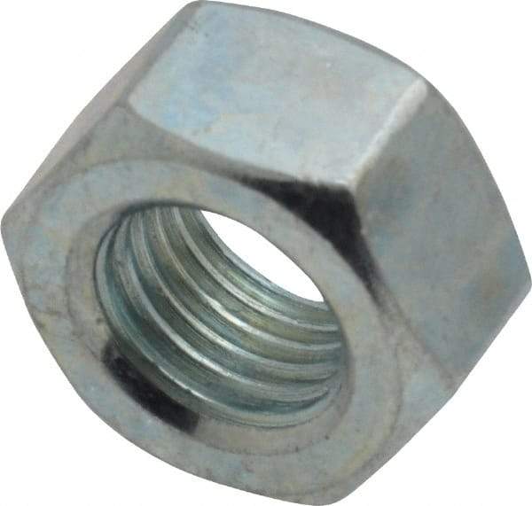 Value Collection - 7/16-20 UNF Steel Right Hand Hex Nut - 11/16" Across Flats, 3/8" High, Zinc-Plated Finish - Americas Industrial Supply