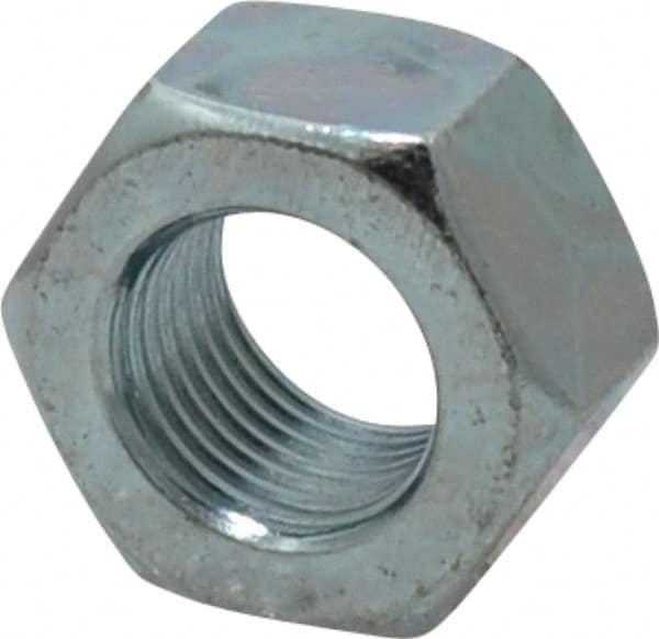 Value Collection - 9/16-18 UN Steel Right Hand Hex Nut - 7/8" Across Flats, 31/64" High, Zinc-Plated Finish - Americas Industrial Supply