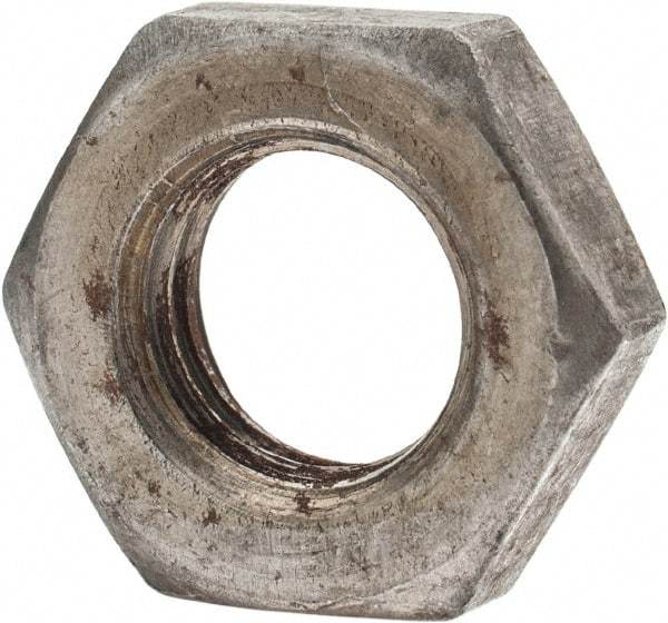 Value Collection - 7/16-14 UNC Steel Left Hand Hex Jam Nut - 11/16" Across Flats, 1/4" High, Uncoated - Americas Industrial Supply