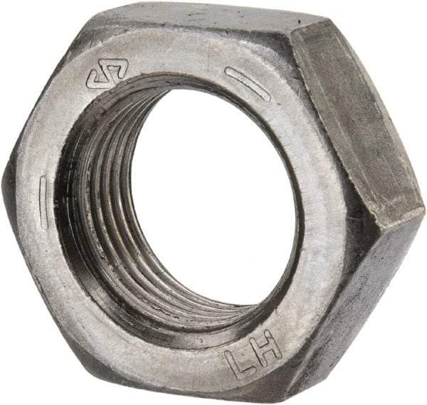 Value Collection - 3/4-16 UNF Steel Left Hand Hex Jam Nut - 1-1/8" Across Flats, 27/64" High, Uncoated - Americas Industrial Supply