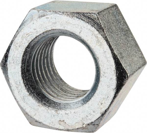 Value Collection - 1-1/8 - 7 UNC Steel Right Hand Heavy Hex Nut - 1-13/16" Across Flats, 1-7/64" High, Zinc-Plated Finish - Americas Industrial Supply