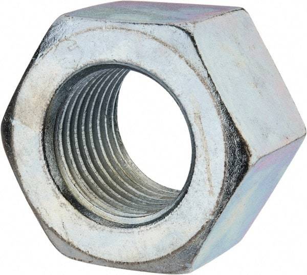 Value Collection - 2-1/2 - 4 UNC Steel Right Hand Heavy Hex Nut - 3-1/2" Across Flats, 2-13/64" High, Zinc Clear Finish - Americas Industrial Supply