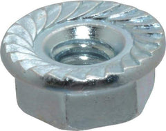 Value Collection - #10-24, 1/2" Flange Diam, Serrated Flange Nut - Grade Grade 2 Steel, Zinc-Plated Finish, 7/32" Flange Height - Americas Industrial Supply